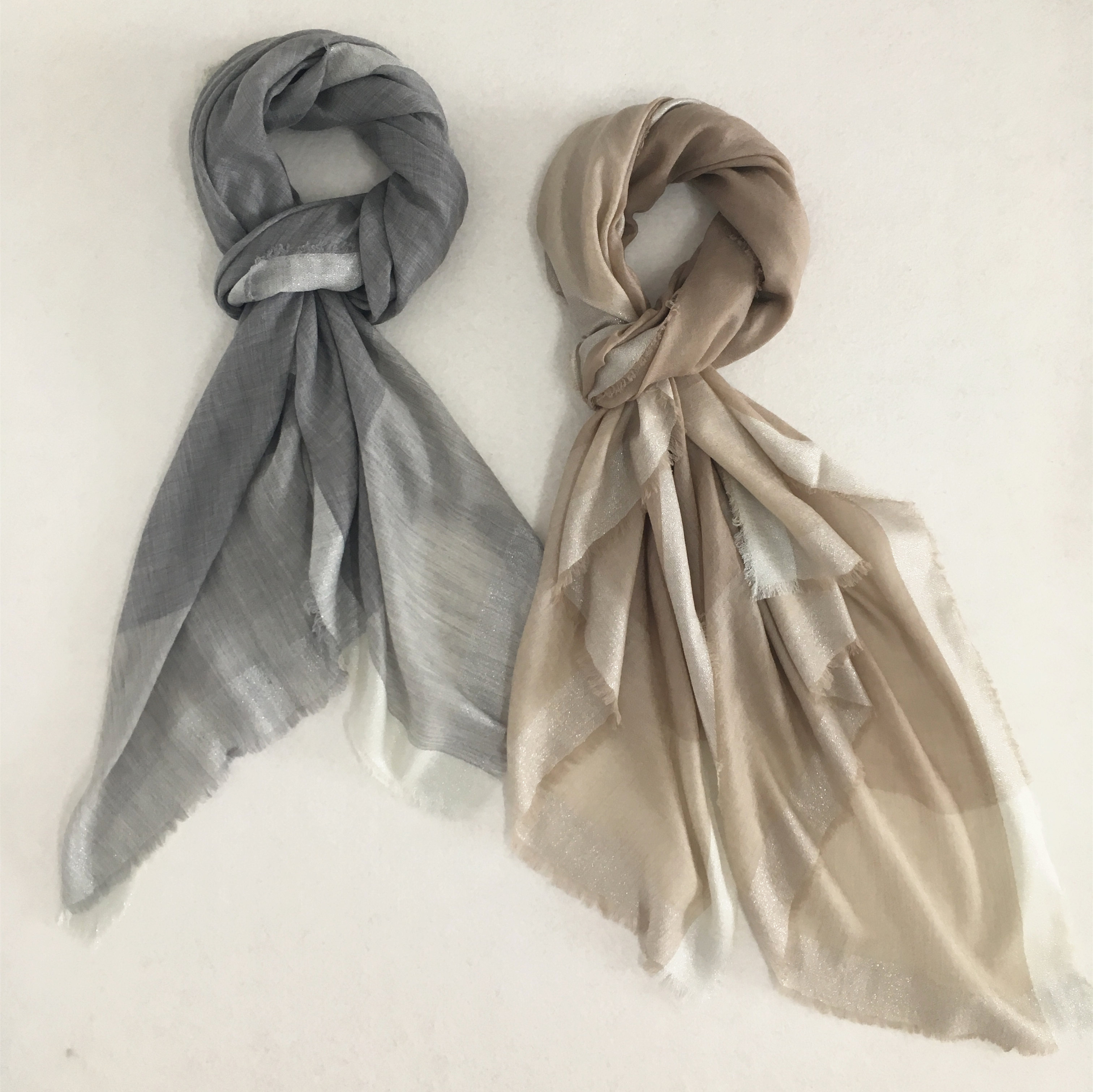Water Soluble 100% Wool Plain Scarf with Silver Tassels