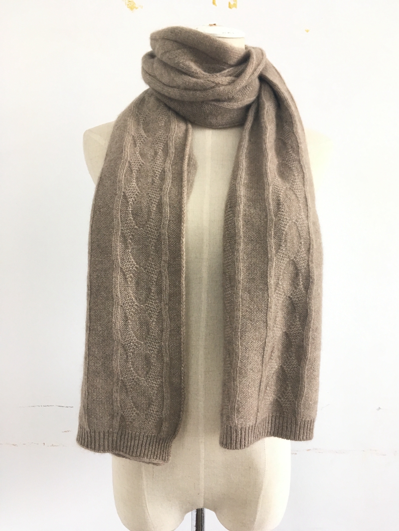 Cable Knitted Cashmere Scarf for Women