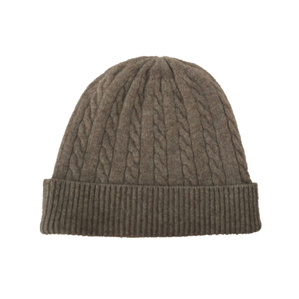 Striped&Cable Knitted Cashmere Beanie