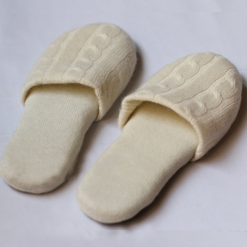 100% Cashmere Cable knitted Slippers