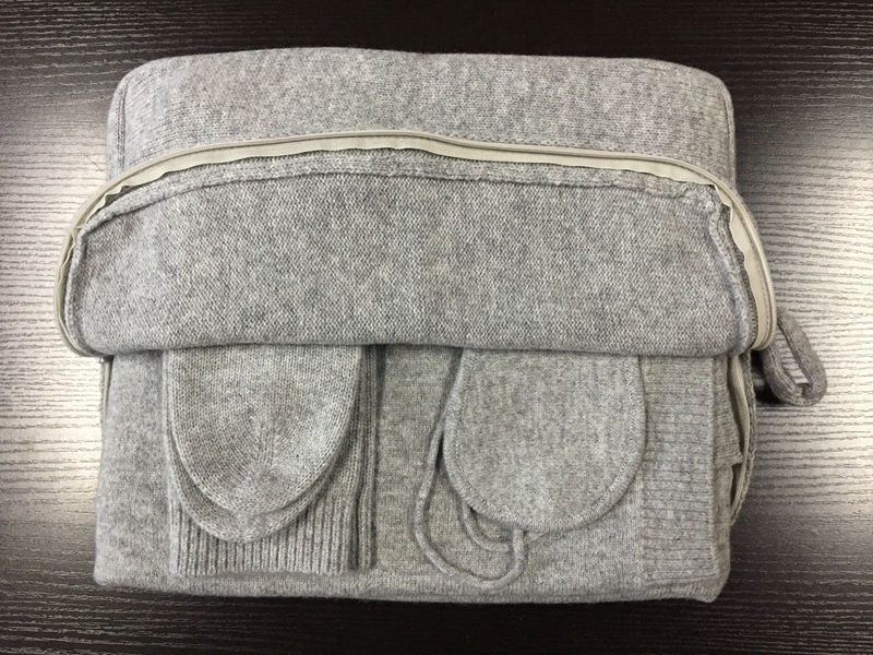 Cashmere Travel Set, Eyemask, Socks, Blanket, Bag-Grey