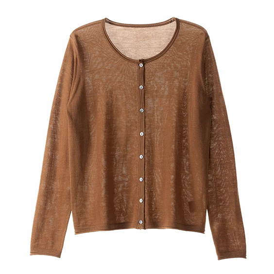 ሞንጎሊያ ቀላል ክብደት ያለው cashmere cardigan crew አንገት ለሴቶች