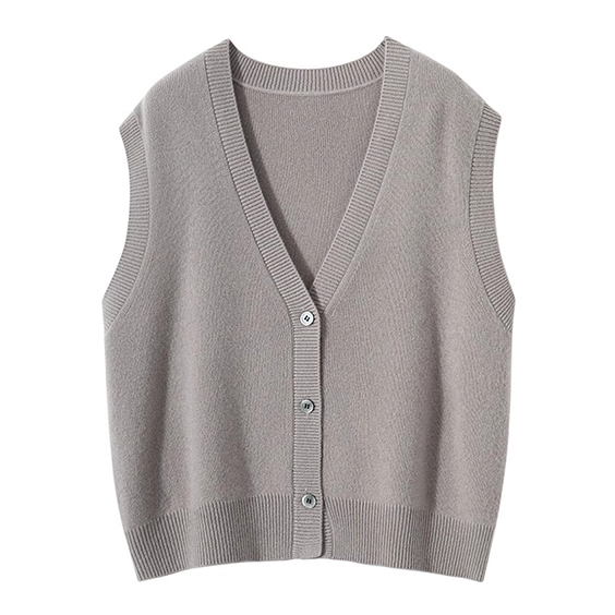 Կանանց Cashmere կոճակը up v պարանոցի բաճկոն
