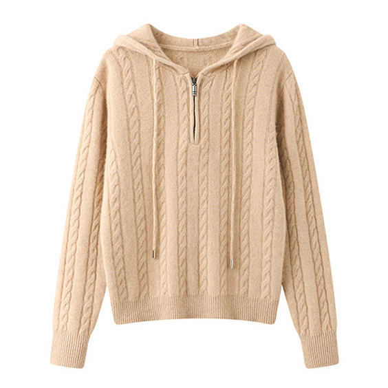 ምርጥ ሌዲስ ኢምፊልድ Cashmere ድብልቅ ሹራብ Hoodies የኬብል ሹራብ 