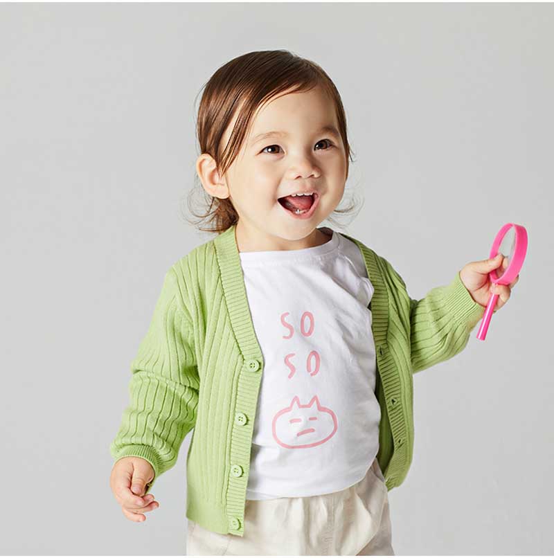 ODM New Arrival Thin V Neck Knitted Baby Sweater Cardigan Striped 100% Cotton Knit Cardigan Baby