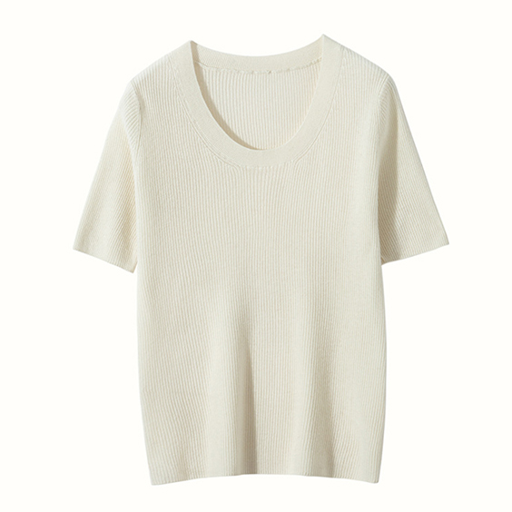 Damesworstel 100 kasjmier U-nek t-hemp trui