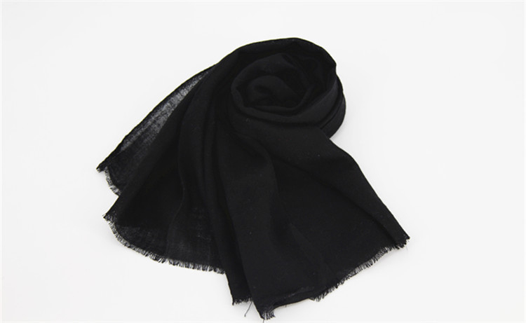 Solid Black Color Wool Scarf