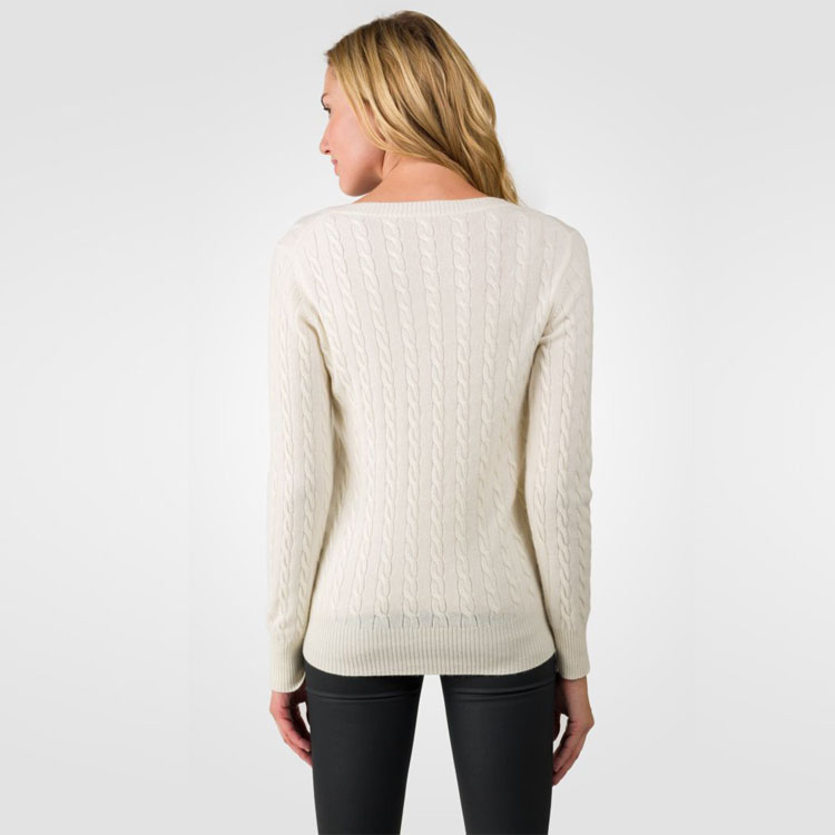 Cable Knitted Round Neck Cashmere Sweater