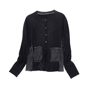 여성 색상 블록 Voile Cashmere 가디건