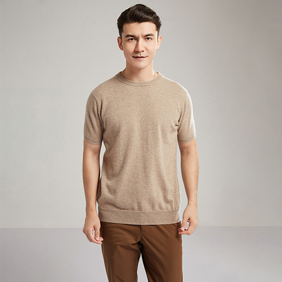 Mens o-neck lengan pendek sweater tunmere pullover