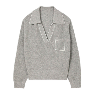 Kvaliteetsed naiste avatud polo kaelusega kootud kašmiirkampsunid