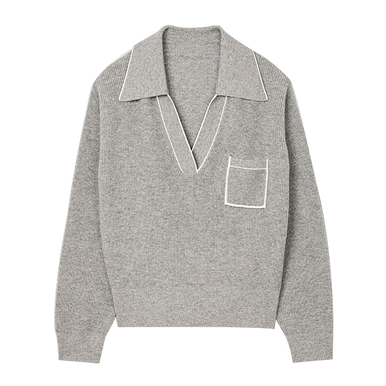 Sweater Kasmir Terbuka Kolar Polo Terbuka Wanita Berkualiti Tinggi