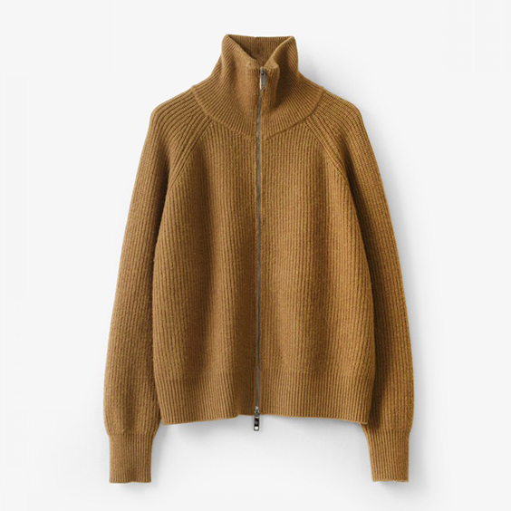 Cardigan da donna in lana merino con cerniera, maglione leggero con colletto rialzato in maglia per l'autunno inverno