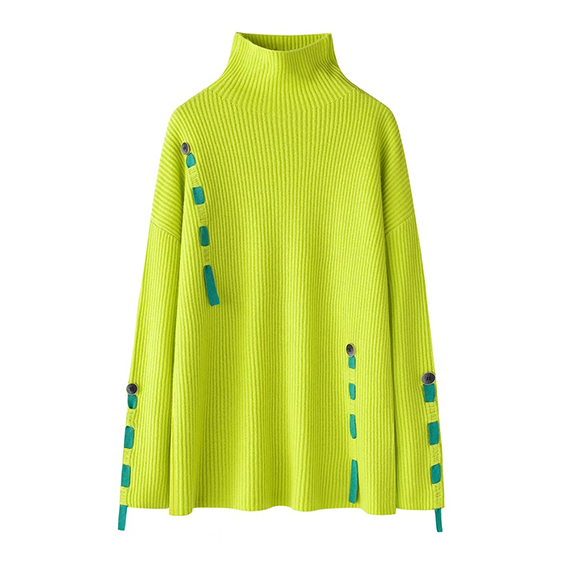 Maglione bianco da donna in cashmere a collo alto grosso bianco