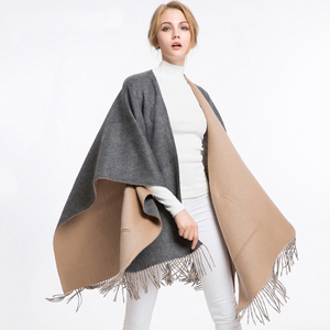 Double Side Solid Color Wool Poncho