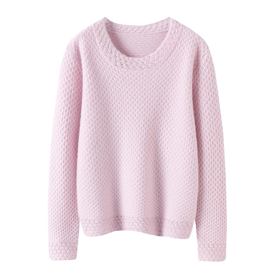 Women Knitted Crewneck Cashmere Sweater Yellow