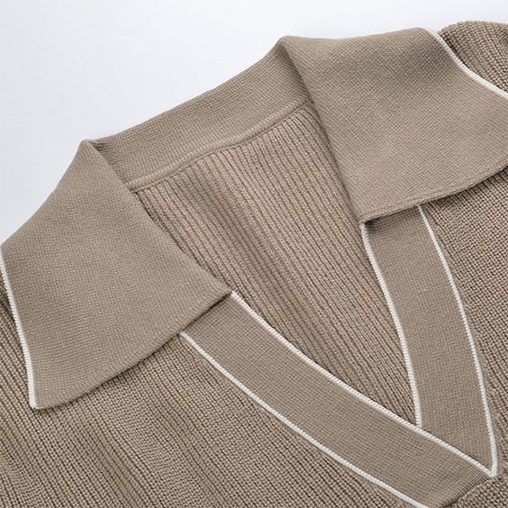 Sweater Kasmir Terbuka Kolar Polo Terbuka Wanita Berkualiti Tinggi