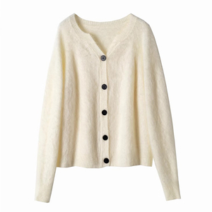 Classic အမျိုးသမီးများအဖြူ Cashmere Cardigan 