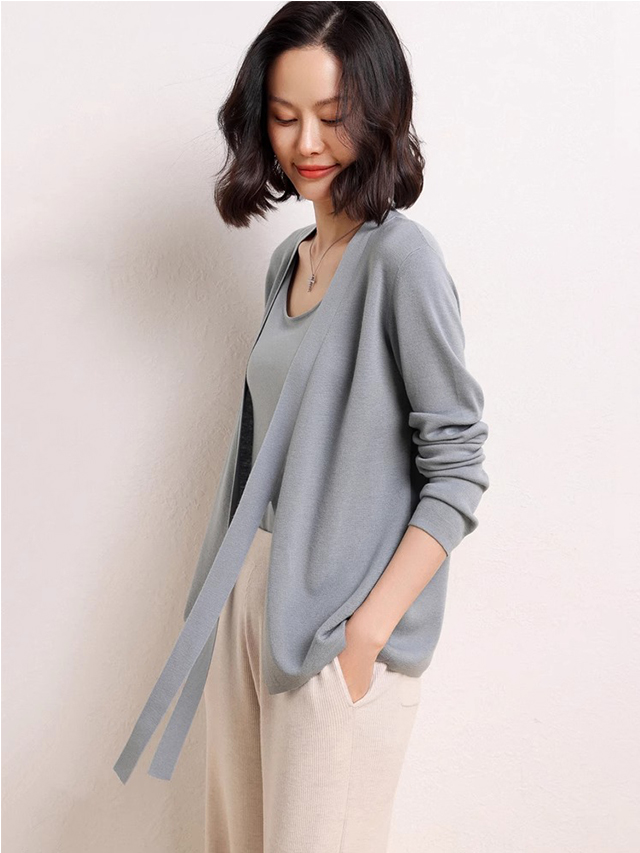 Dames 100% wol V-nek Cardigan 