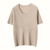 ผู้หญิง Womens Worsted 100 Cashmere u-neck เสื้อยืดเสื้อยืด