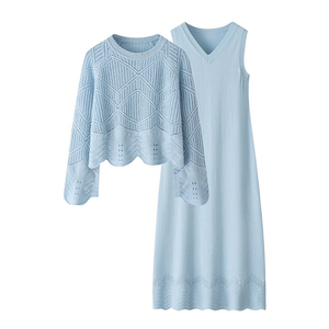 Set de rochii de lux din tricot de cașmir din 2 piese – ținută de pulover moale pentru femei