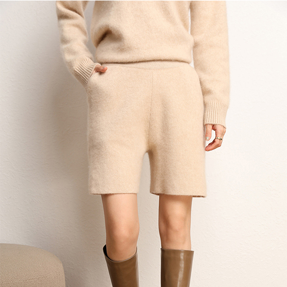 Womens Knitted Cashmere አጭር ሱሪ በበጋ