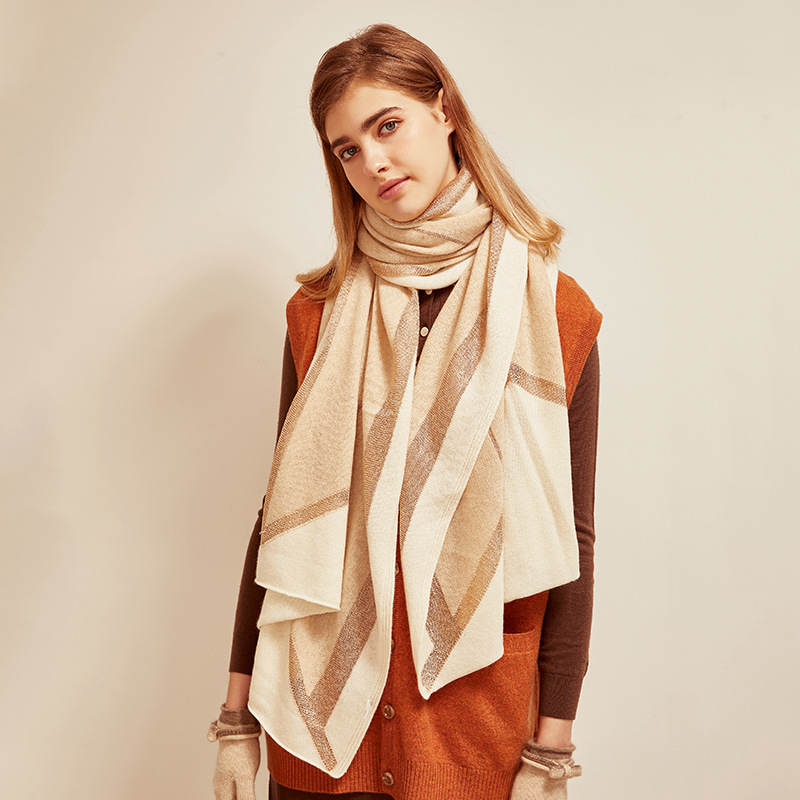 Long Cashmere Fascia cum Aurum Thread - Oversized hiems Shawl