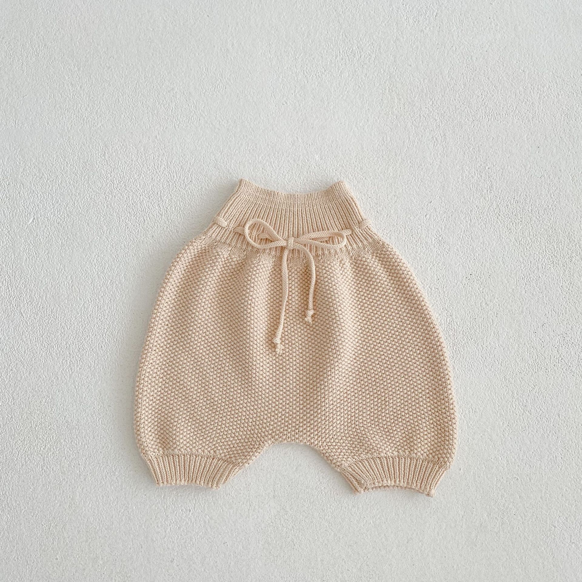 ODM Custom V Neck Single Breasted Baby Oversized Summer Shorts And Top Sets lantern Pants Knitted 100 Cotton Baby Clothing Sets