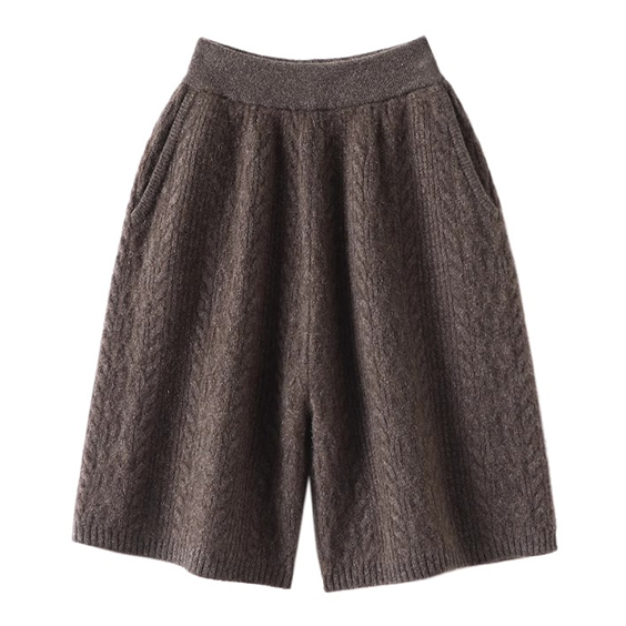pantaloni in cashmere puri da donna corto
