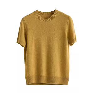 Wanawake Cashmere pamba pande zote shingo sleeve fupi 