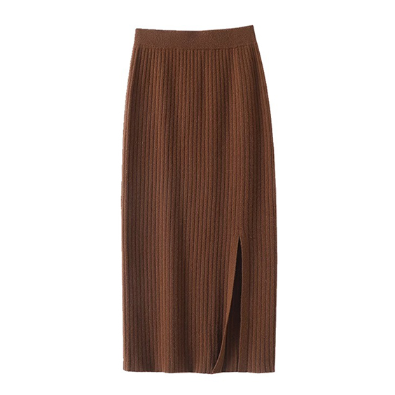 Wysokiej jakości prążkowana sp&oacute;dnica z kaszmiru w kolorze białym