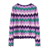 Maglione in cashmere a righe da donna - Maglione girocollo multicolore