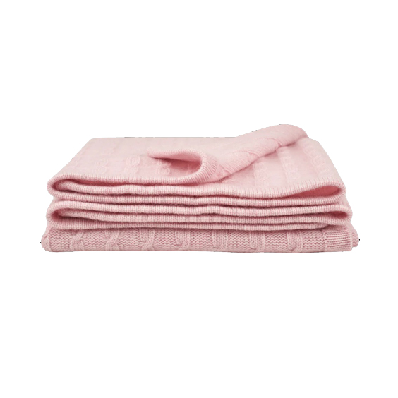 Kabelov&aacute; pleten&aacute; dětsk&aacute; kašm&iacute;rov&aacute; deka