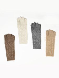 Plain Cable Knit Cashmere Gloves