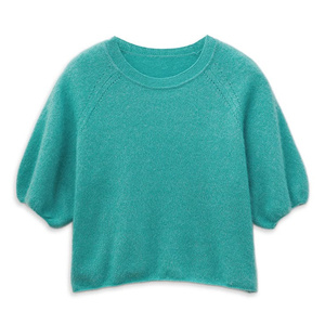 Womens Sleeve Sleeve Silk Cashmere Mchanganyiko wa T-Shirt iliyotiwa Cashmere Sweta