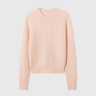 Pengeluar Sweater Kasmir 100% Wanita Kru Leher Kabel Berkait Pelompat Pullover Mewah