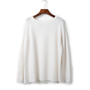 Rib Knitted Crew Neck Cashmere Sweater