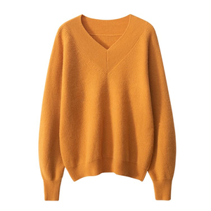 ແມ່ຍິງ Crop Crop v Scook cashmere Sweater
