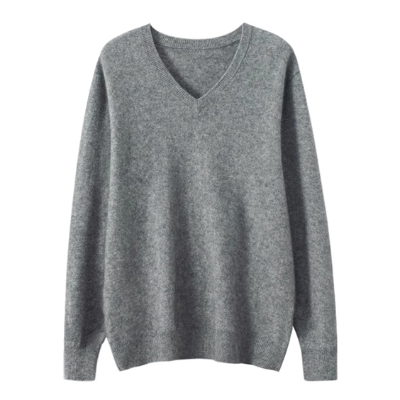 Mans Cashmere v Neck Trui