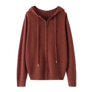 Kvinder afslappet mongolsk cashmere fuld-zip hættetrøje