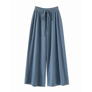 Pantaloni cashmere a larga gamba casual