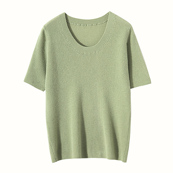 ผู้หญิง Womens Worsted 100 Cashmere u-neck เสื้อยืดเสื้อยืด