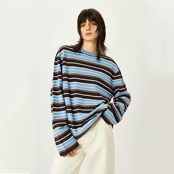 Beste wasbare vroue Merino Wol Crewneck Polo gebreide truie