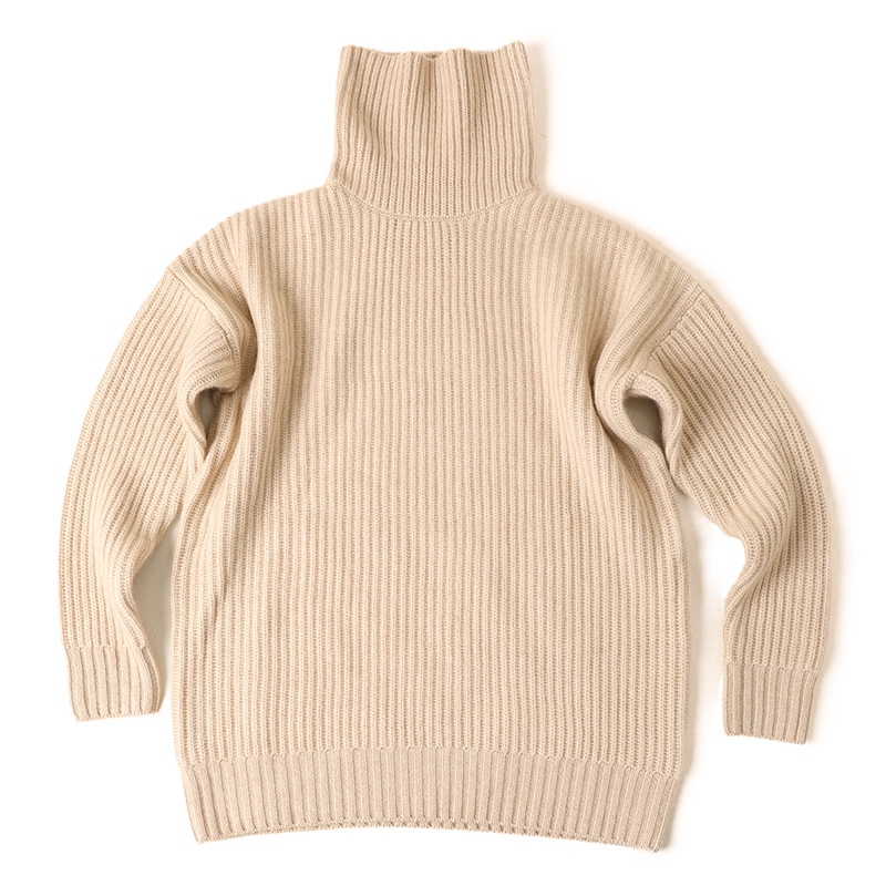 Rib Knitted Turtle Neck Cashmere Sweater
