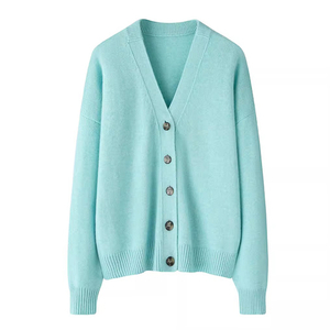 Cashmere Cardigan liath Mong&oacute;ileach stylish V-muine&aacute;l 