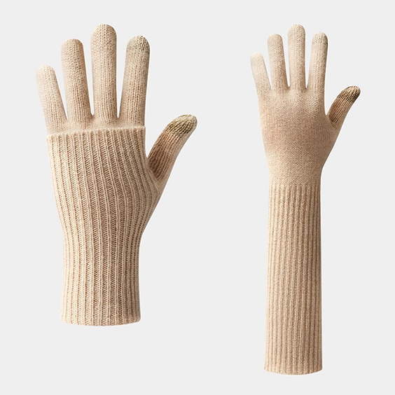 ถุงมือผ้าแคชเมียร์แขนยาวแบบปรับได้หรูหราสำหรับกิจกรรมกลางแจ้ง