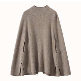 여성을 위한 독특한 디자인 니트 크루넥 캐시미어 케이프 랩