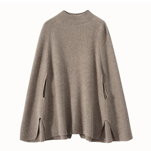 ልዩ ዲዛይኖች የተጠለፈ የክሪቭ አንገት Cashmere Cape Wrap ለሴቶች