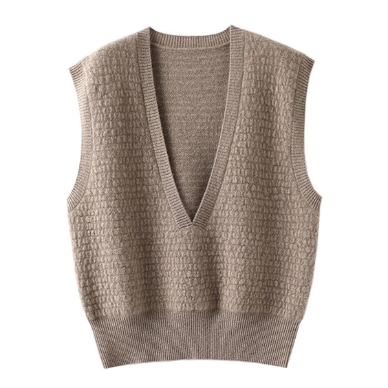 Women Deep V-cổ áo len vest sang trọng cổ chữ V cổ