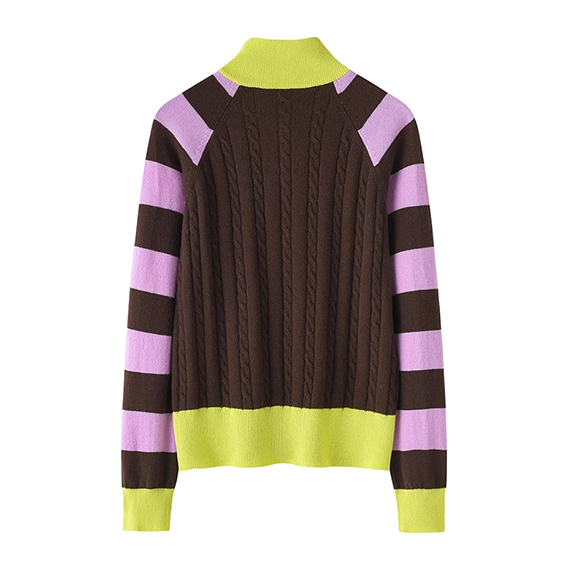 பெண்கள் கலர்பிளாக் காஷ்மியர் ஜிப் கார்டிகன் – சாஃப்ட் நிட் சொகுசு ஸ்வெட்டர்